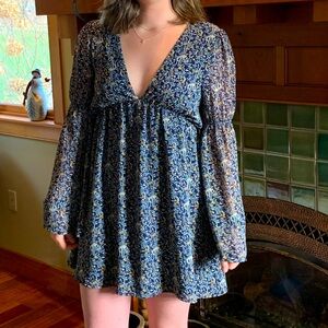 Urban Outfitters floral mini dress, long sleeve